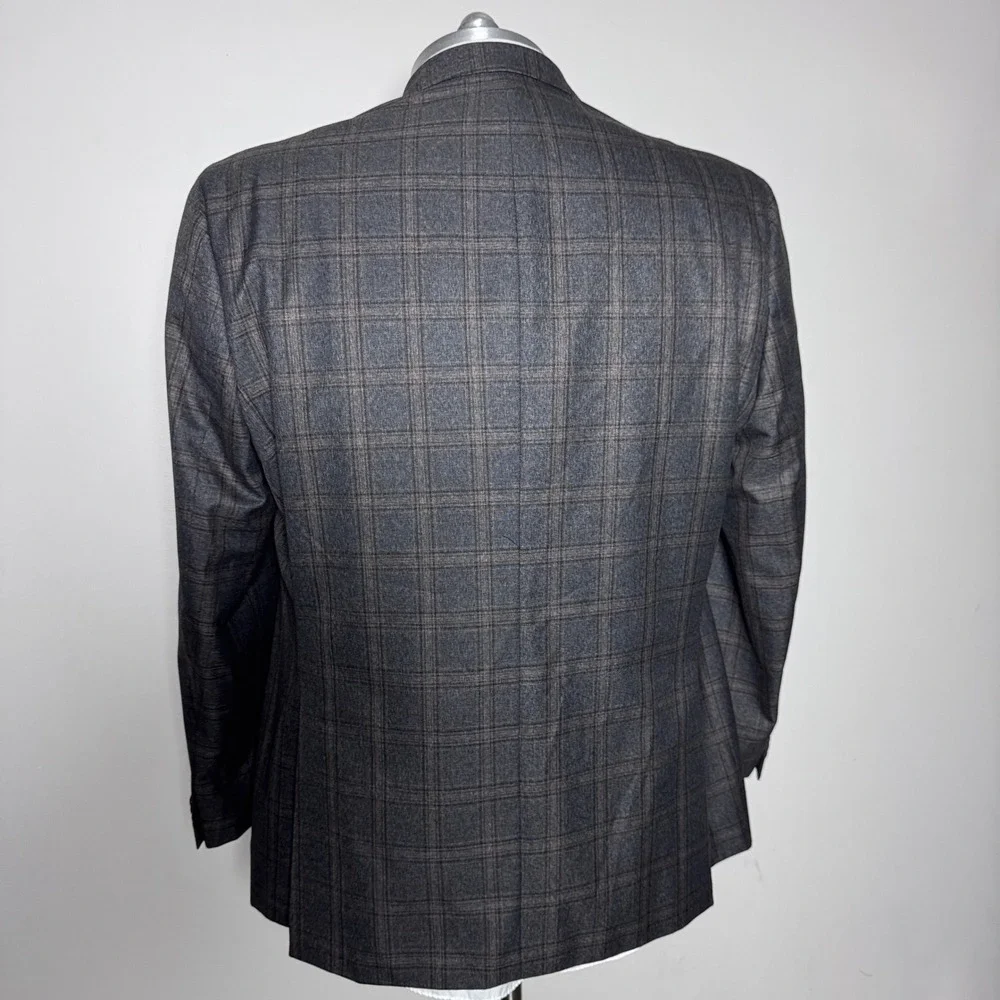 Michael Kors Blazer Mens 48L Grey Plaid Two-Button Notch Lapel Double Vent